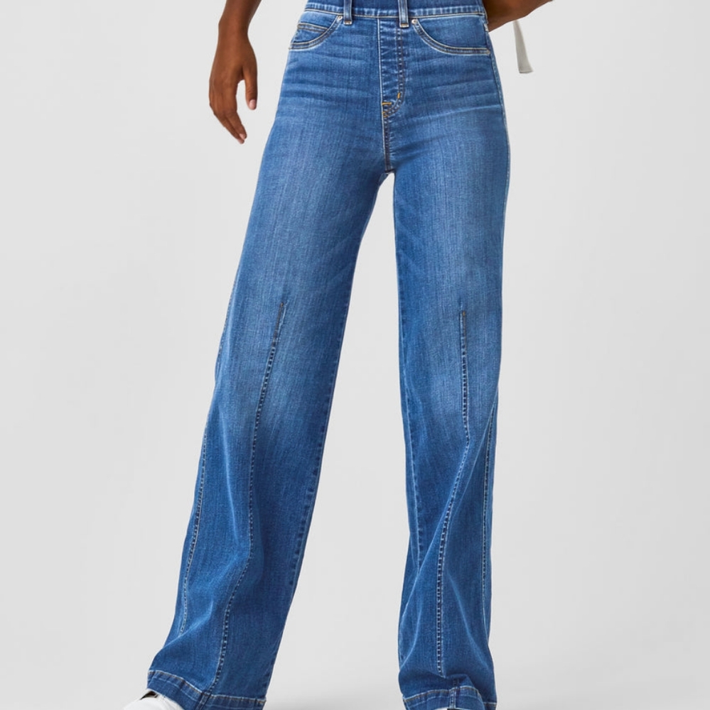 Spanx seamed front wide leg jean